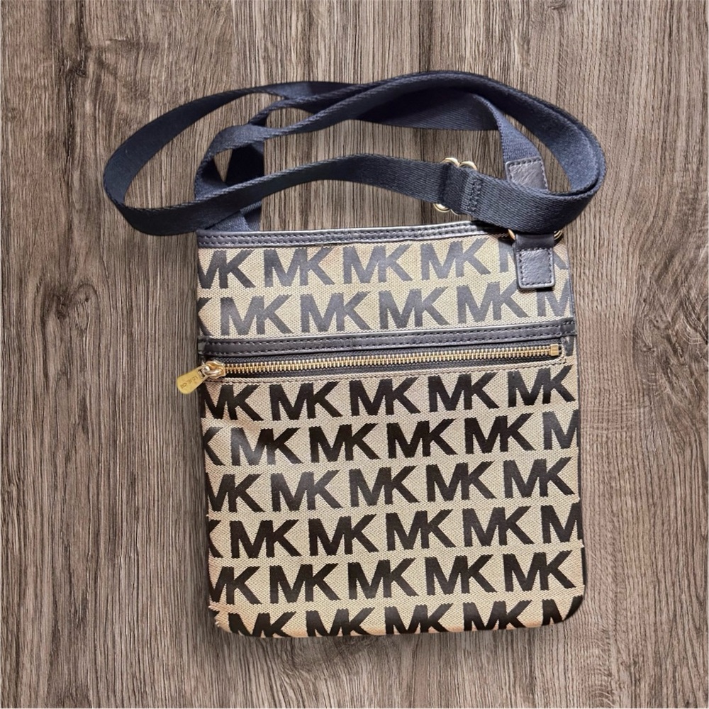 Michael Kors Black and Tan Crossbody Bag